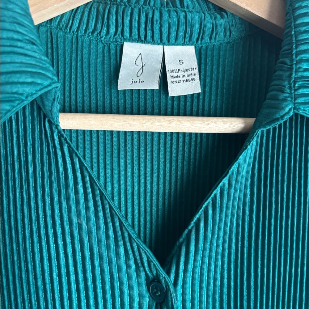 Joie Teal Ribbed 2 piece set Blouse w/ Pants - Picture 3 of 7